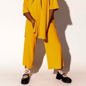 LALA ORIGINAL: Lex Ribbed Playsuit in Goldrn Yellow 2XL= XXL